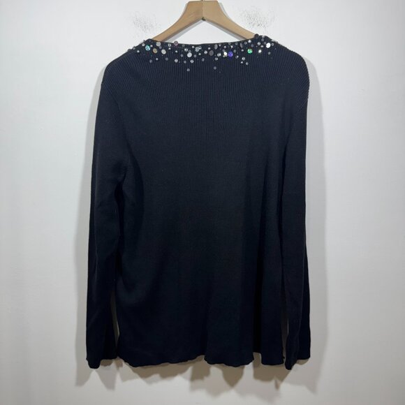 VTG Bedazzled Sequin Holiday Christmas Tree Zip Sweater Cardigan Womens 1XL - Picture 4 of 7